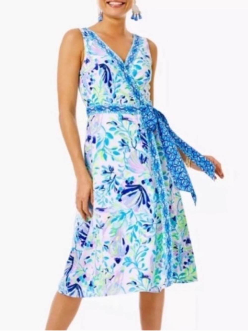 Lilly Pulitzer Shaylee in Resort White Shell Beach Engineered Wrap Dress Size 2